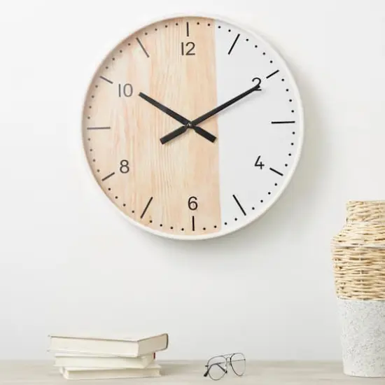 23.5" Woodgrain & White 2-Tone Wall Clock {3}