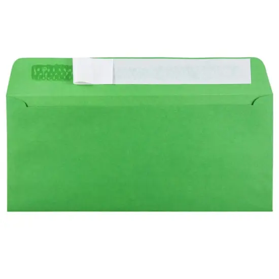 JAM Paper 4.125" x 9.5" Green Peel & Seal Closure Business Envelopes {4}