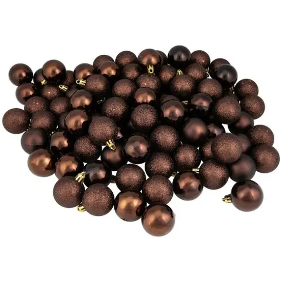 96ct. 1.5" 4-Finish Mocha Brown Shatterproof Ball Ornaments {1}