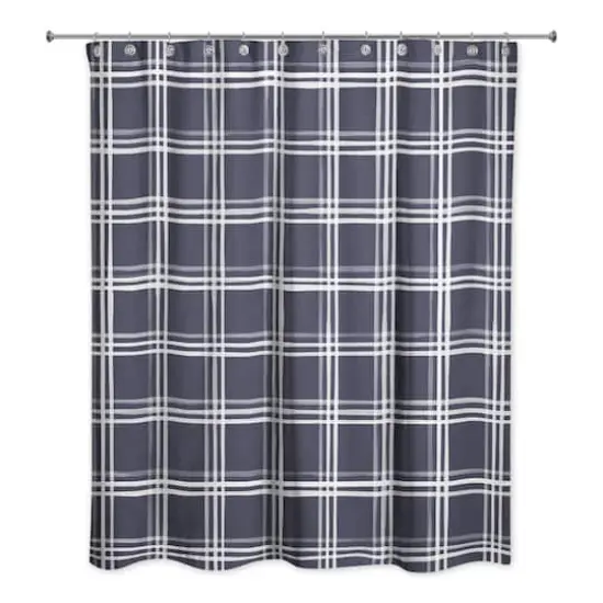 Plaid Shower Curtain Navy and White {1}