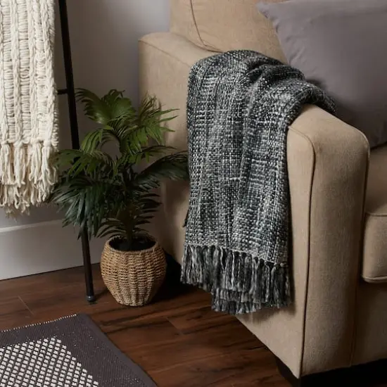 DII&reg; Mineral Gray Variegated Acrylic Woven Throw {8}