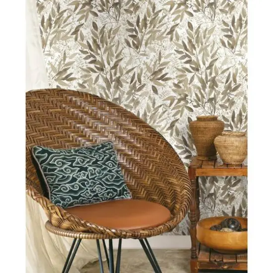 RoomMates Watercolor Leaves Peel & Stick Wallpaper Taupe/White {5}