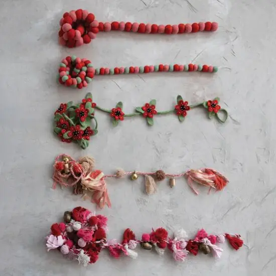 Hello Honey&reg; Handmade Wool Felt Flower Garland with Beads, Multicolor {3}