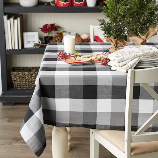 Black Tri Color Check Tablecloth 60" x 120" {4}