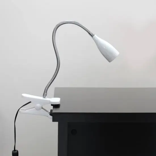 Simple Designs Flexible Gooseneck LED Clip Light Desk Lamp White {4}