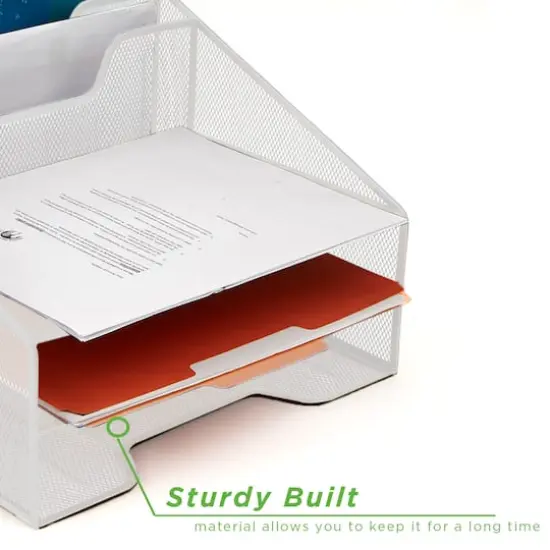 Mind Reader 5-Compartment Desk Organizer White {8}