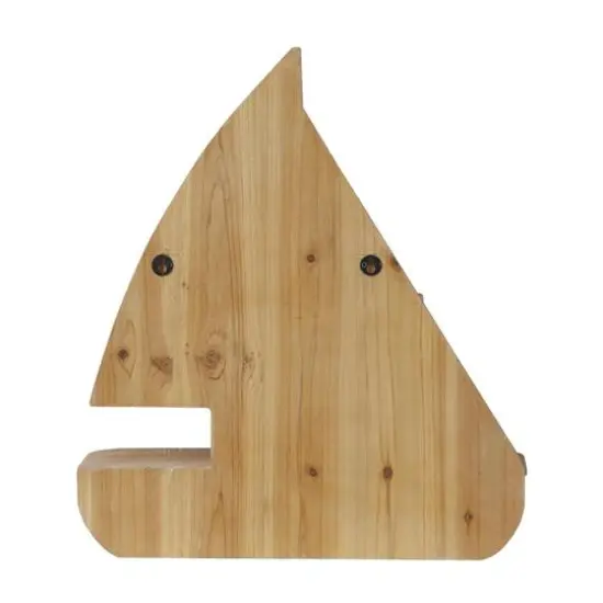 24" Brown Nautical Wood Wall Shelf {5}