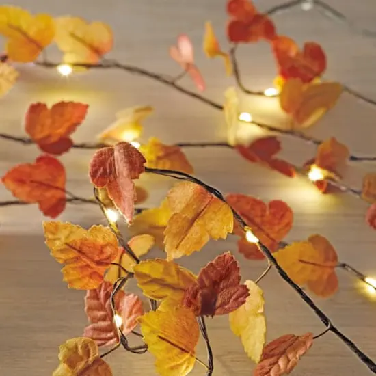 18ct. Warm White LED Brown Maple Leaf String Lights by Ashland&reg; {3}