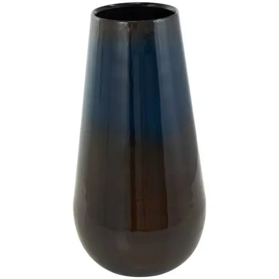 16" Blue Metal Ombre Vase with Brown Accents {8}