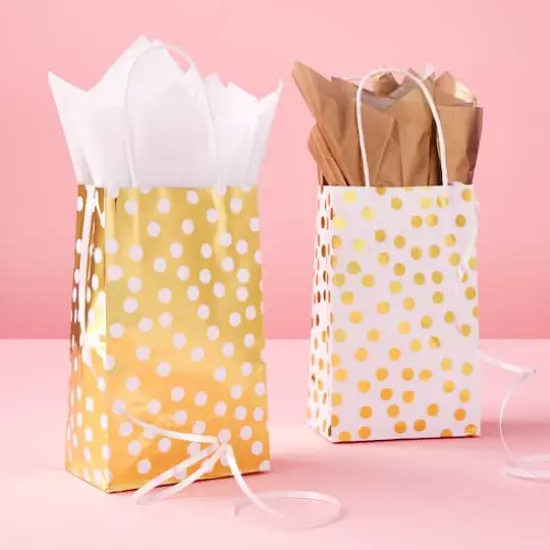 Small Gold & White Polka Dot Gift Bag Value Pack by Celebrate It&trade; {3}