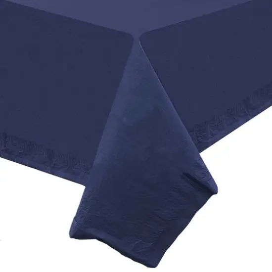 JAM Paper 108" Rectangular Plastic Lined Paper Table Cover Navy Blue {6}