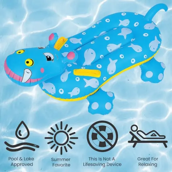 Pool Central 3ft. Blue Children's Inflatable Hippo Swimming Pool Rider {5}