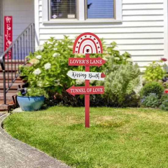 Glitzhome&reg; 41.75" Valentine's Wooden Rainbow Word Sign Patch & Yard Stake {4}