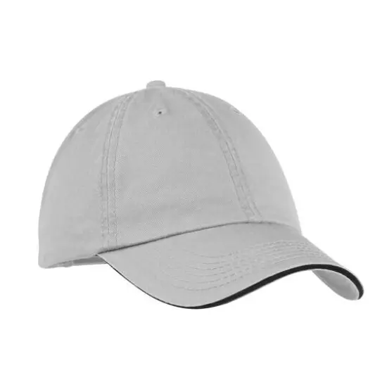 Port & Company&reg; Washed Twill Sandwich Bill Cap Black/White {2}