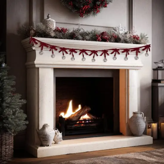 6ft. Red Bow & Silver Bell Garland by Ashland&reg; {3}