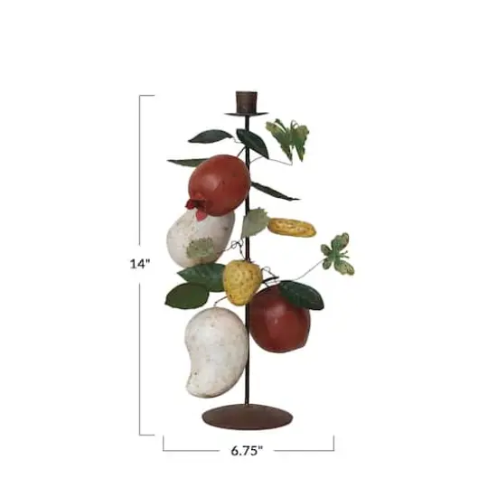 Hello Honey&reg; 14" Multicolor Orchard Bounty Metal Taper Candle Holder {5}