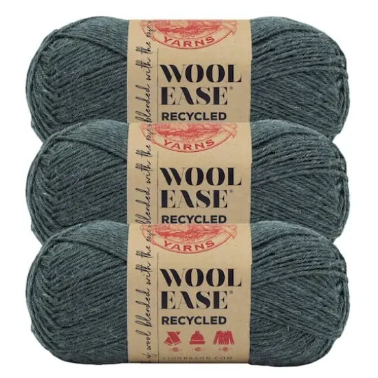 3 Pack Lion Brand&reg; Wool-Ease&reg; Recycled Solid Yarn Charcoal {1}