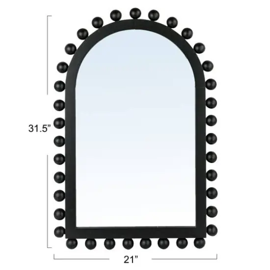 Hello Honey&reg; 31.5" Black Boho-Southwestern Beaded Arched Firwood Wall Mirror {5}