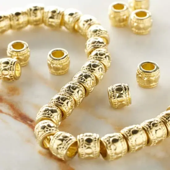 Gold Small Drum Beads, 7mm by Bead Landing&trade; {3}