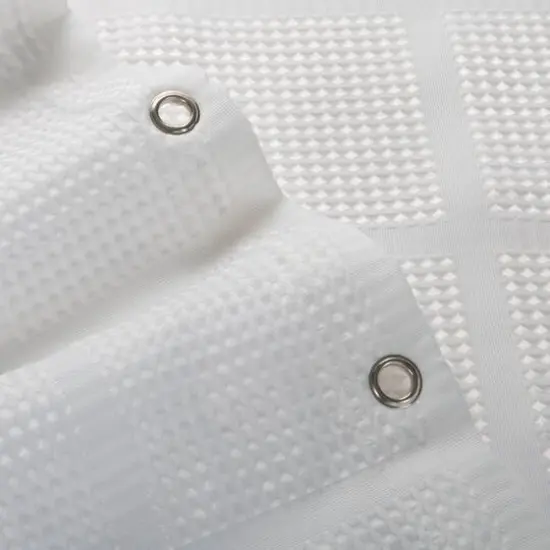 Elle D&eacute;cor White Jacquard Solid Weave Shower Curtain {7}