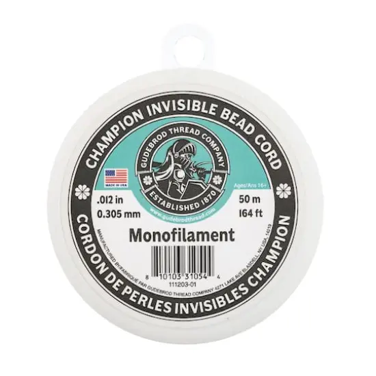 Gudebrod 0.012" x 164ft. Monofilament Champion Invisible Bead Cord {1}