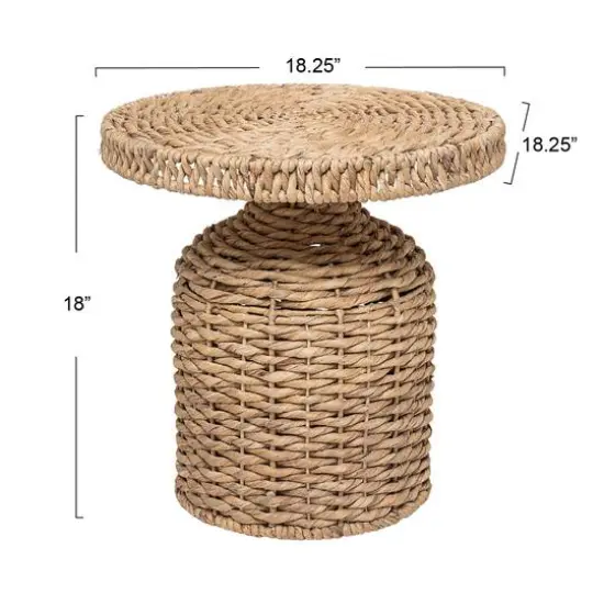 Hello Honey&reg; 18" Natural Water Hyacinth Woven Side Table {7}