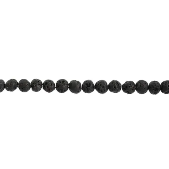 John Bead Earth's Jewels Natural Stone Round Beads, 6mm Black Lava {1}