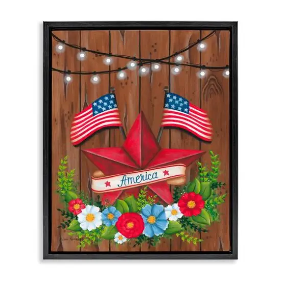 Stupell Industries Americana Country Garland Floater Framed Art Black {1}