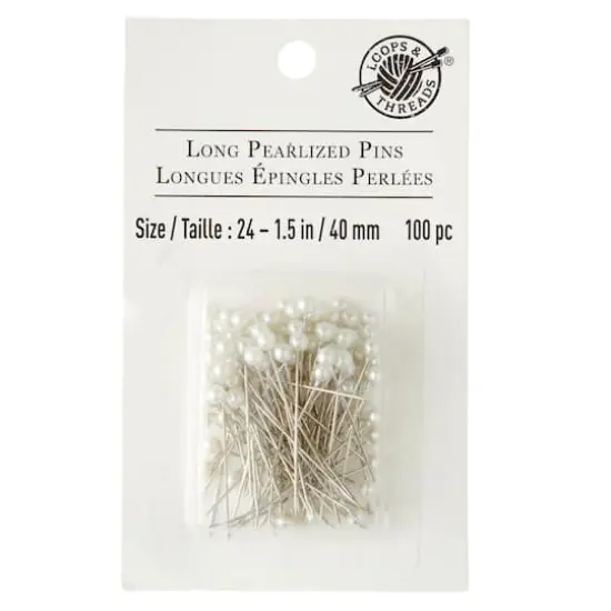 Loops & Threads&trade; Long Pearlized Pins White {1}