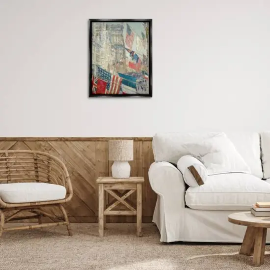 Stupell Industries Classic Americana Flags Floater Framed Art Black {3}