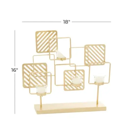 Gold Metal Contemporary Candelabra, 16" x 18" x 5" {8}