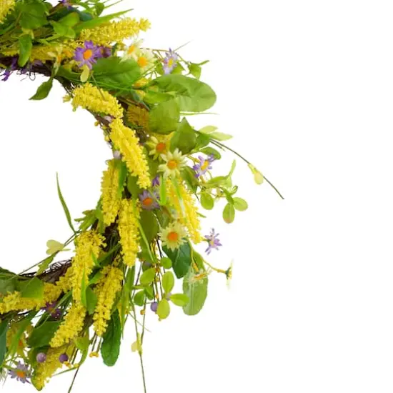 25" Yellow & Purple Daisy & Berry Floral Spring Wreath {4}