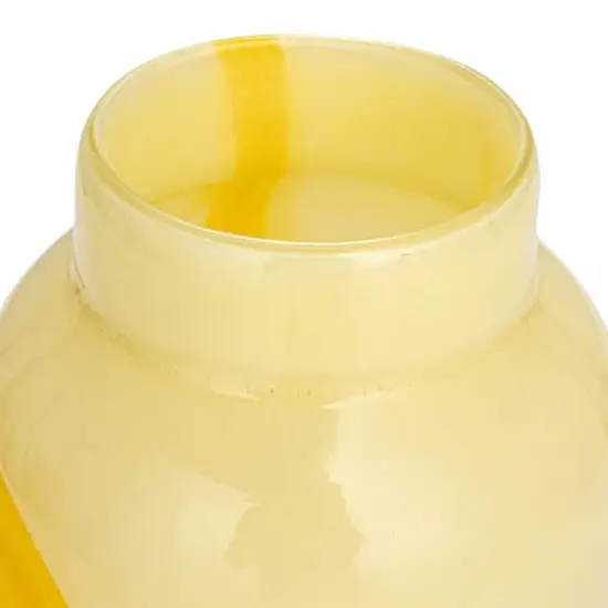 Hello Honey&reg; 9.5" Yellow & Purple Decorative Glass Vase with Abstract Design {9}