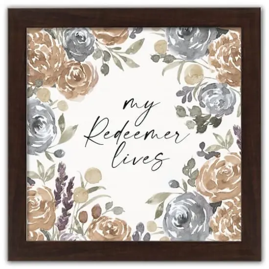 Redeemer Lives Neutral 16" x 16" Walnut Framed Print Under Plexiglass {1}