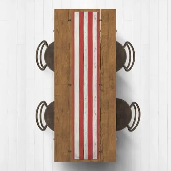 90" Red & White Distressed Stripes Table Runner {4}