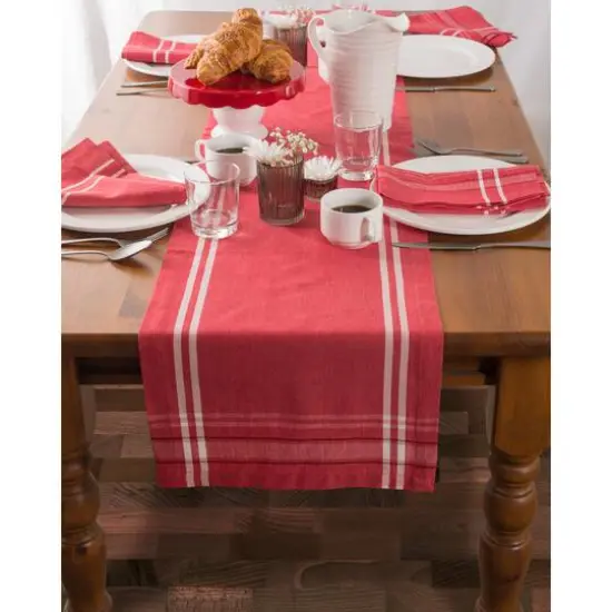 DII&reg; 108" French Stripe Table Runner Red Chambray {7}