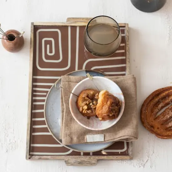 Hello Honey&reg; 15" Multicolor Abstract Elegance Mango Wood Tray {4}