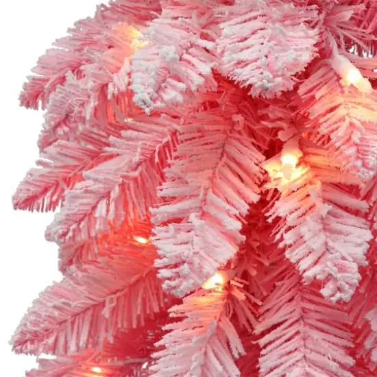 4ft. Pre-Lit Flocked Pink Alpine Artificial Christmas Tree, Clear Lights {3}