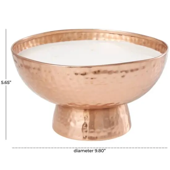White Wax Tropical Breeze Scented Candle with Elevated Wide Hammered Copper Container {6}