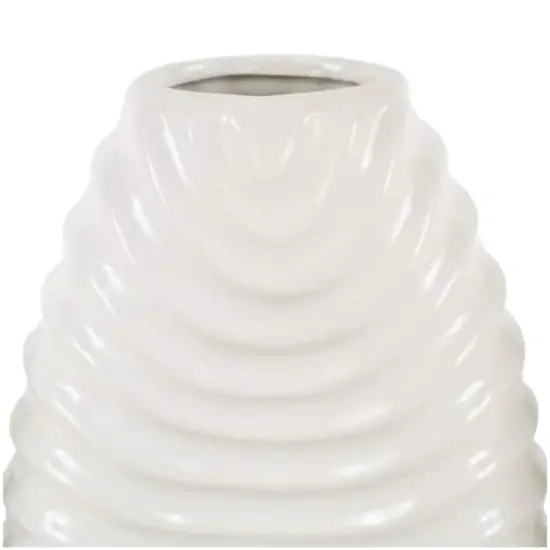 White Ceramic Dimensional Ribbed Vase with Varying Shapes Set {3}
