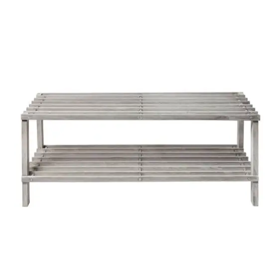 Honey Can Do Gray 2-Tier Wood Shoe Rack {6}