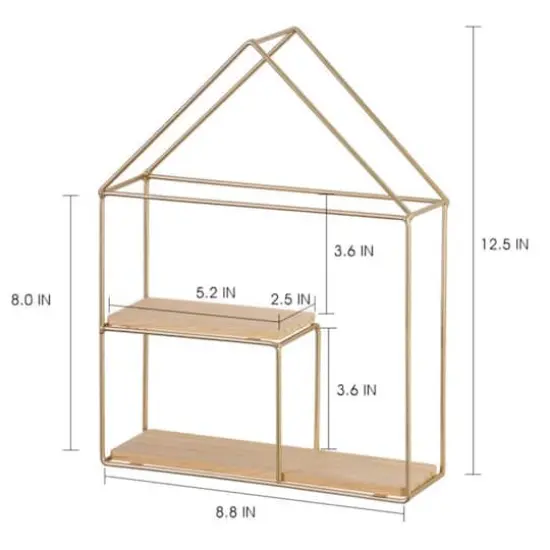 NEX 2-Tier Gold Metal Wall Mounted Floating Shelves Organizer Display {3}