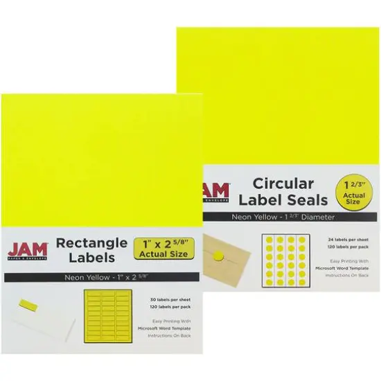JAM Paper Neon Yellow Mailing Address Label Combo Set {1}