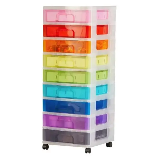 hand2mind 9-Drawer Rainbow Rolling Classroom Cart {1}