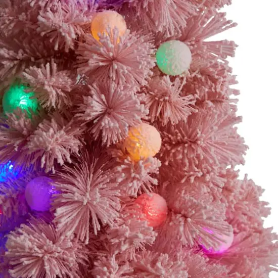 4ft. Pre-Lit Frosted Pink Cashmere Artificial Christmas Tree, Multicolor LED Lights {6}