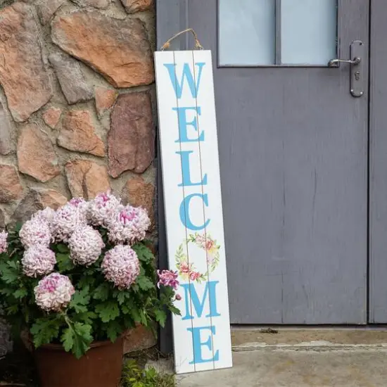 Glitzhome&reg; 42'' Happy Easter & Welcome Wooden Double-Sided Porch Sign {5}