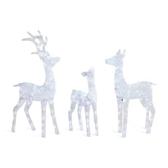 Glitzhome® Lighted Crystal White 3D Reindeer Outdoor Décor Set {1}
