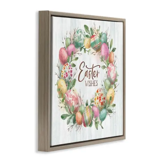 Stupell Industries Easter Wishes Wreath Floater Framed Art Brown {4}