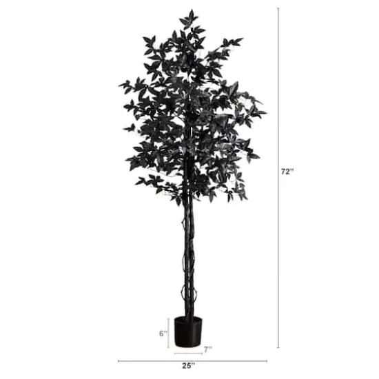 6ft. Artificial Halloween Black Maple Tree with Natural Trunk {1}