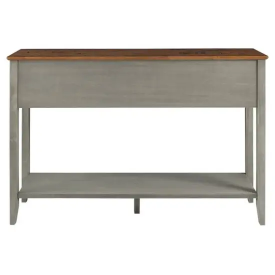Walker Edison 52" Reclaimed Barnwood & Gray 3-Drawer Buffet Table {4}